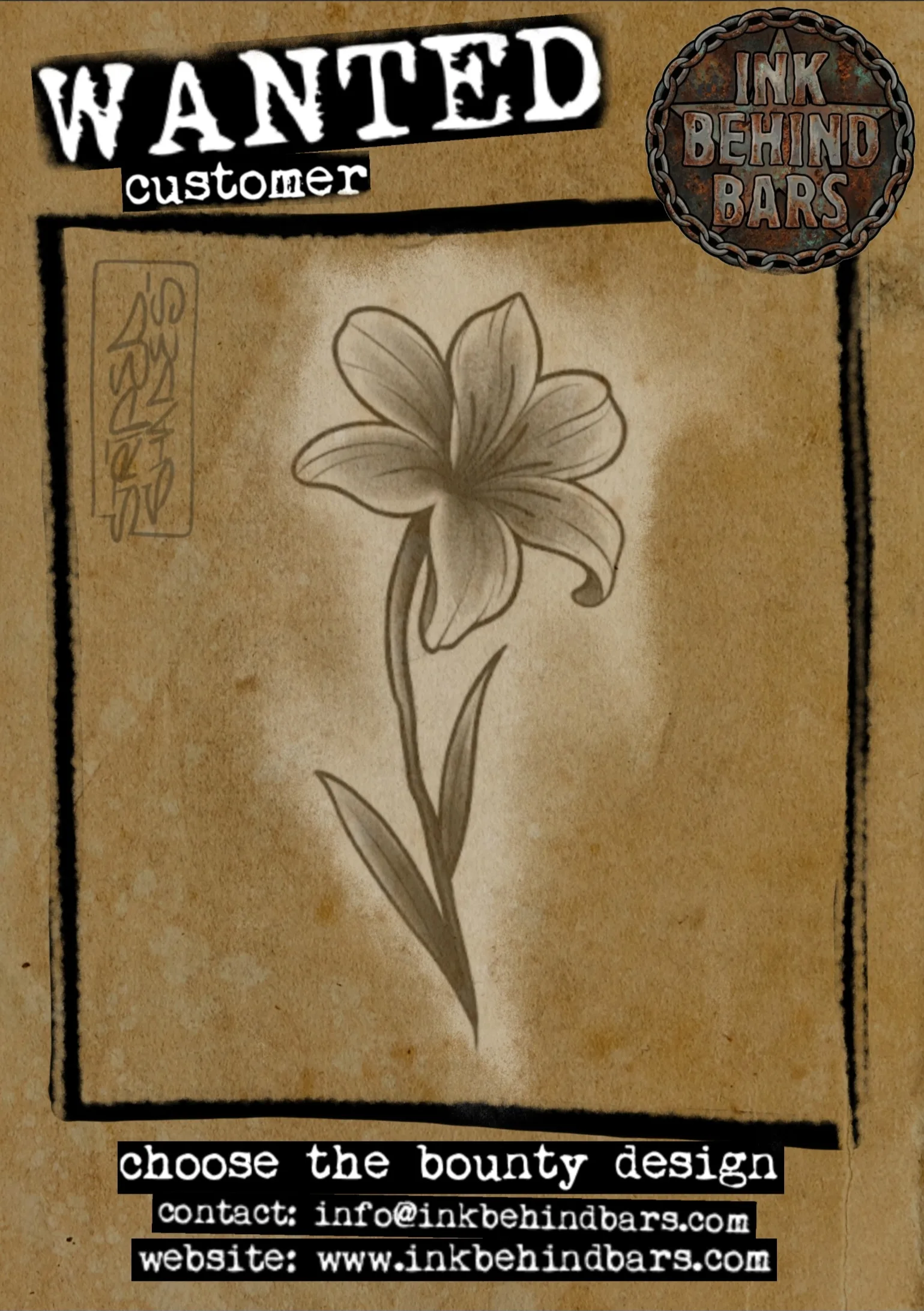 Lily Flower in Fine Line Black and Grey, by striped_shades