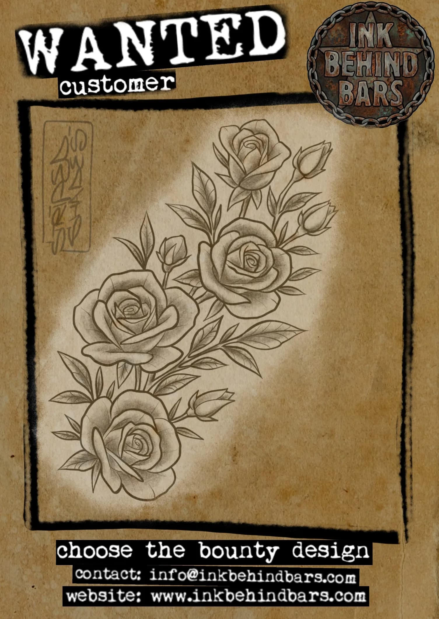 Roses and Buds Black and Grey Flash Design, by striped_shades