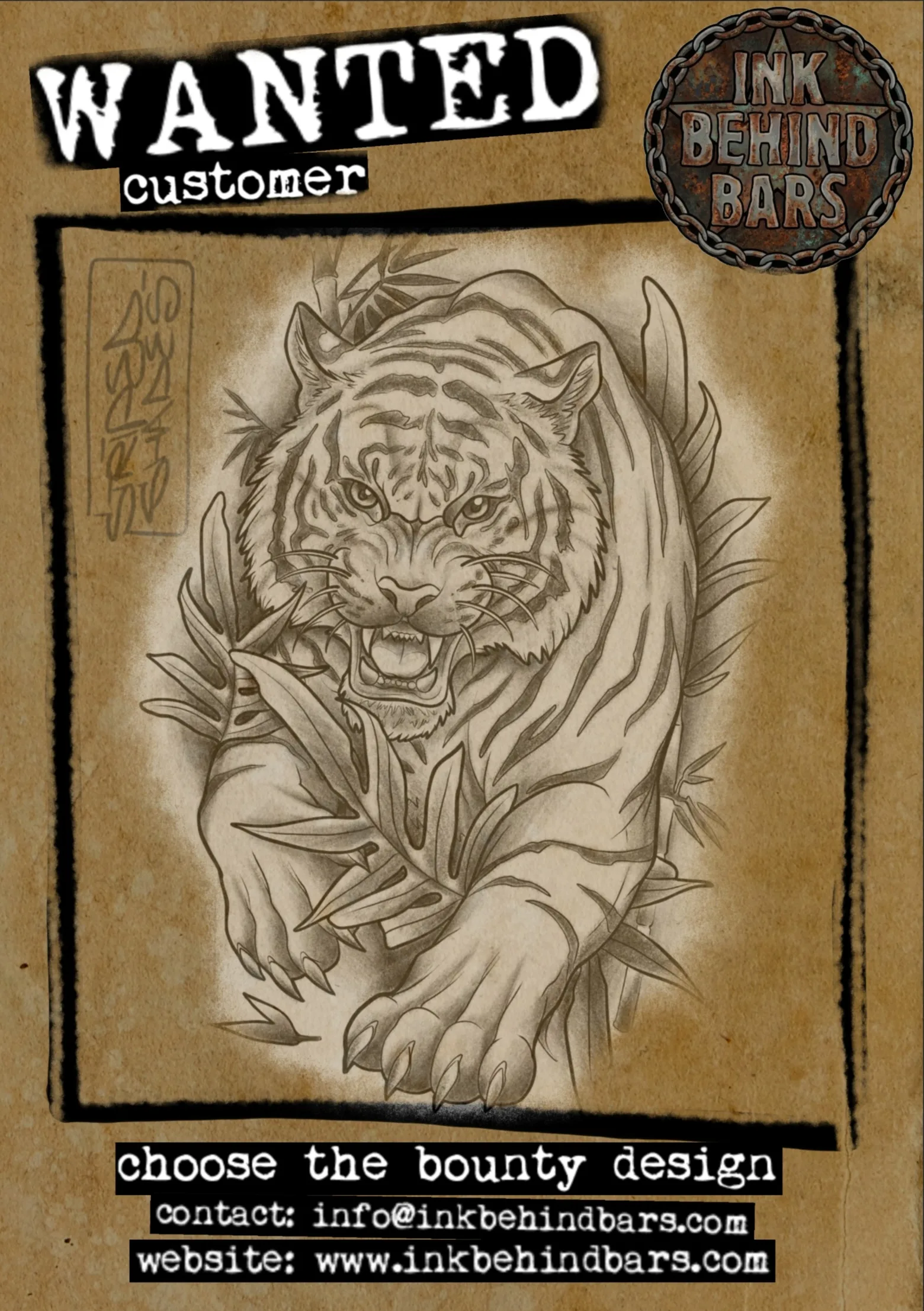 Roaring Tiger with Bamboo Leaves, by striped_shades