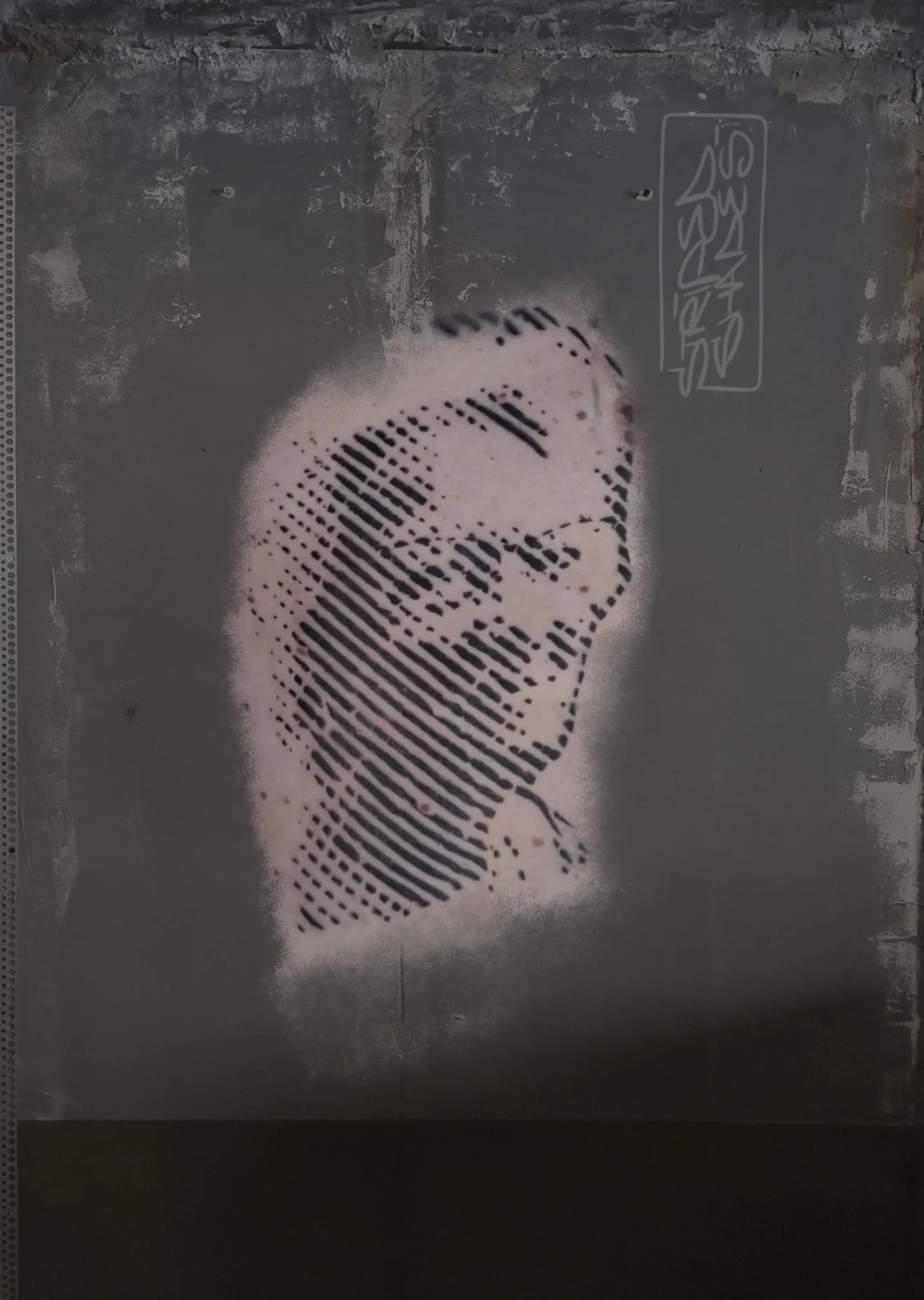 Stencil Portrait Formed from Lines and Dots, by striped_shades