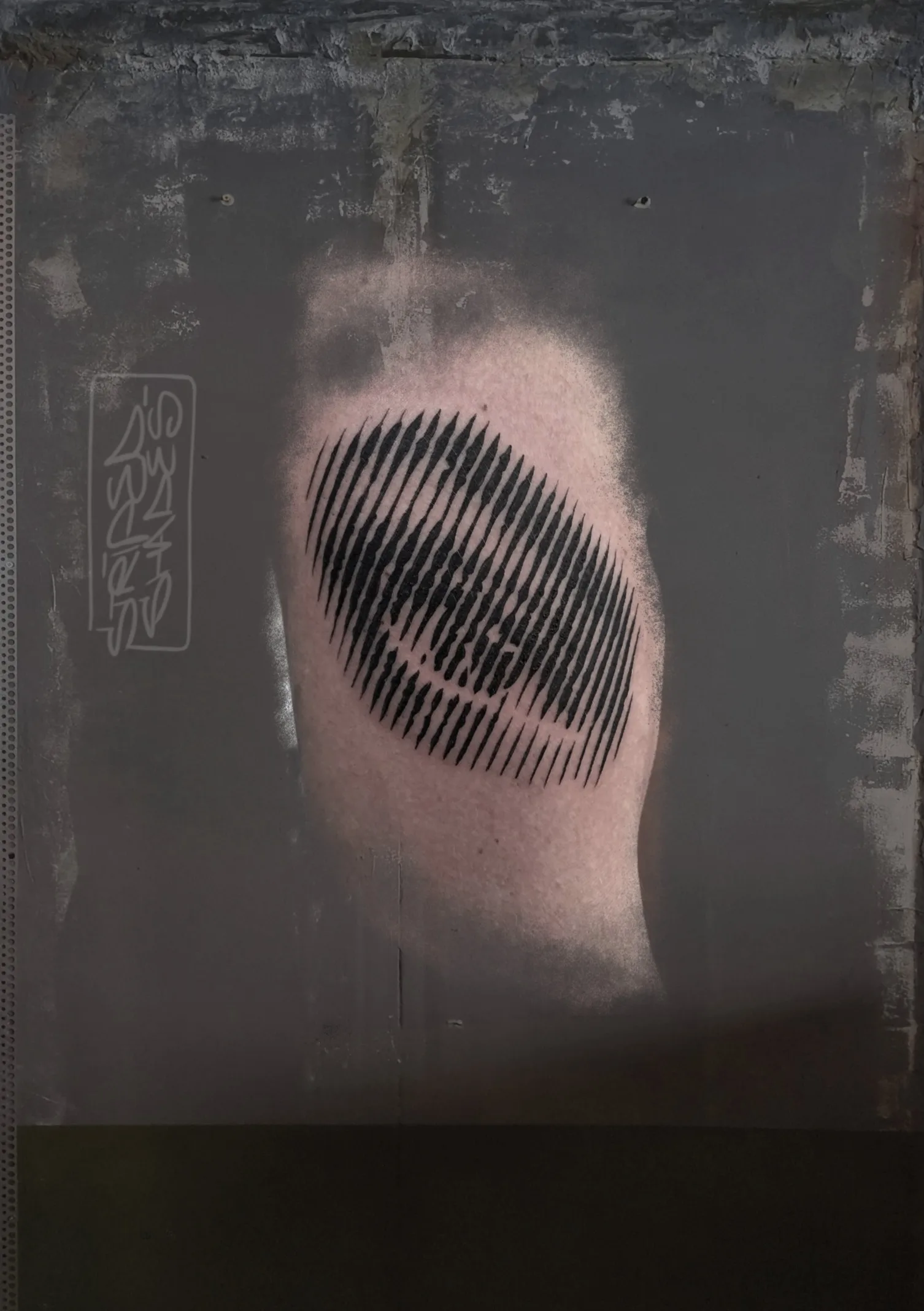 Abstract Tapered-Line Oval Tattoo, by striped_shades