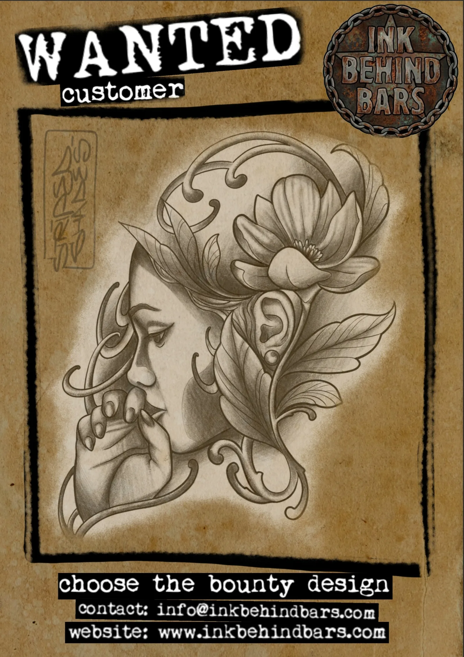 Woman's Portrait with Lotus Flower and Filigree, by striped_shades