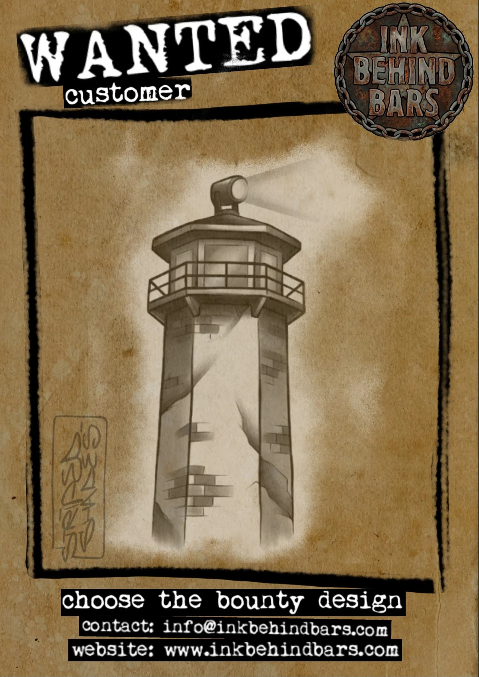 Searchlight Watchtower in Black and Grey, by striped_shades