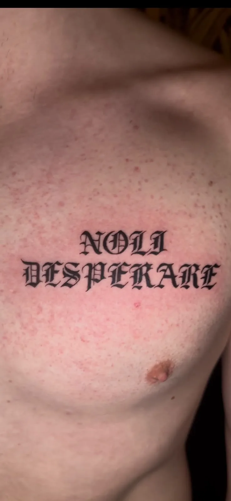 Noli Desperare in Blackletter Script, by TattooBas1