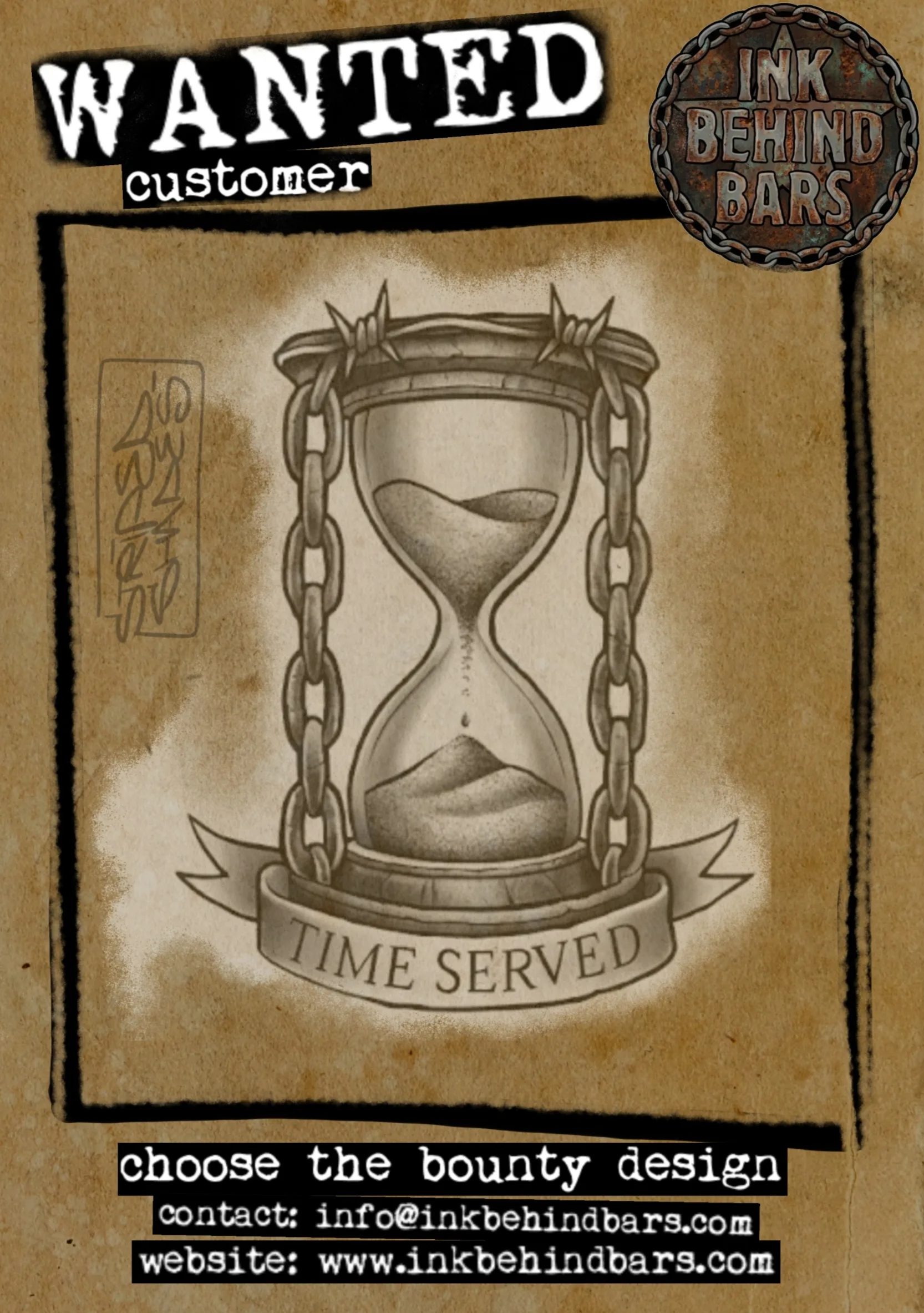 Chained Hourglass with Time Served Banner, by striped_shades