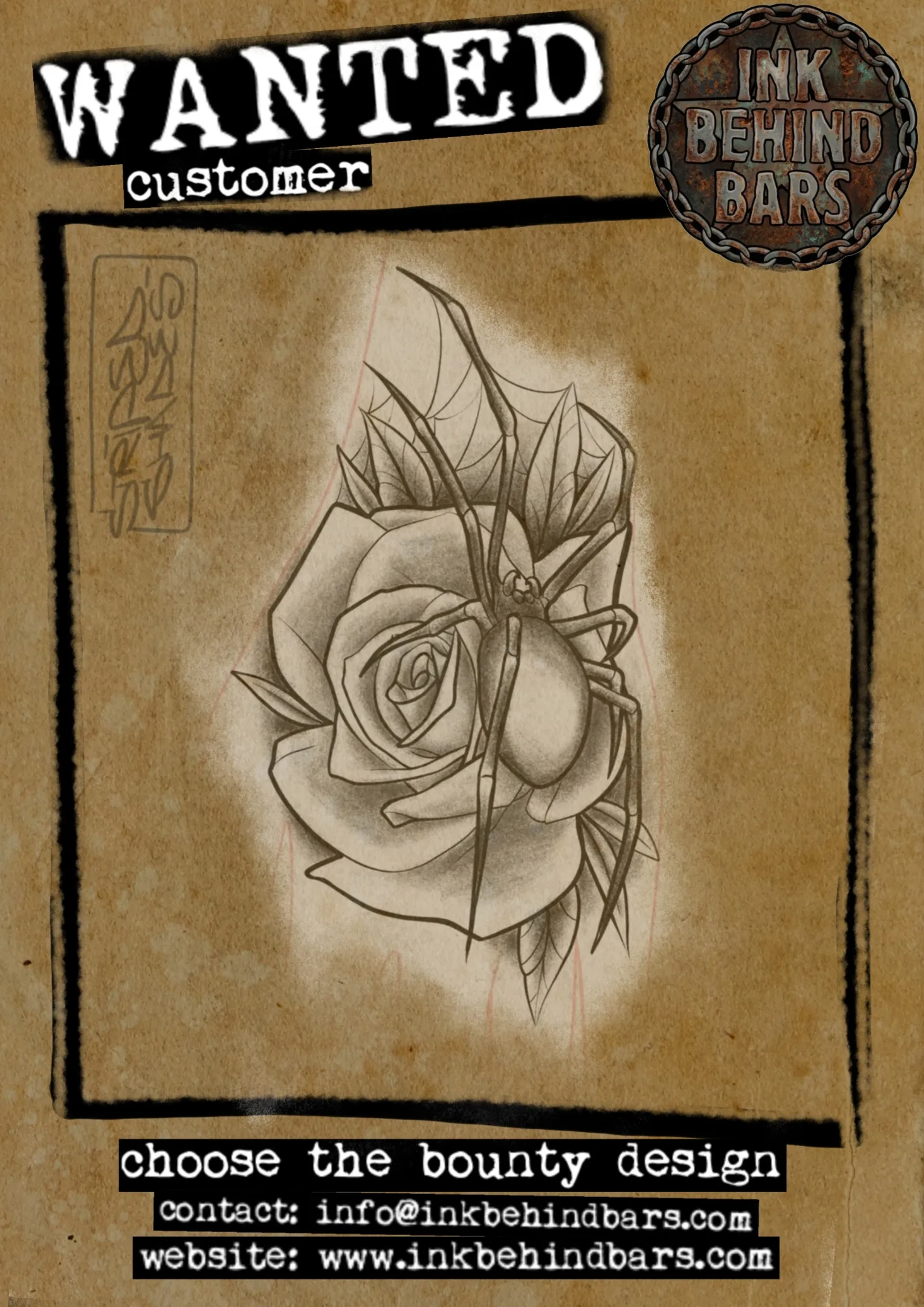 Spider on Rose Black and Grey Tattoo Design, by striped_shades