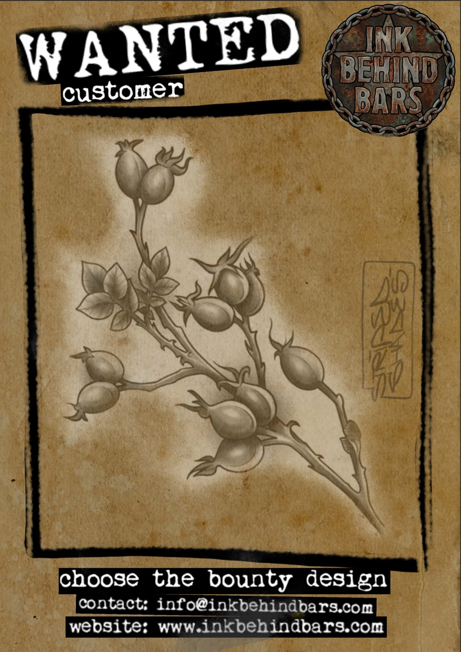 Rosehip Branch Botanical Study, by striped_shades