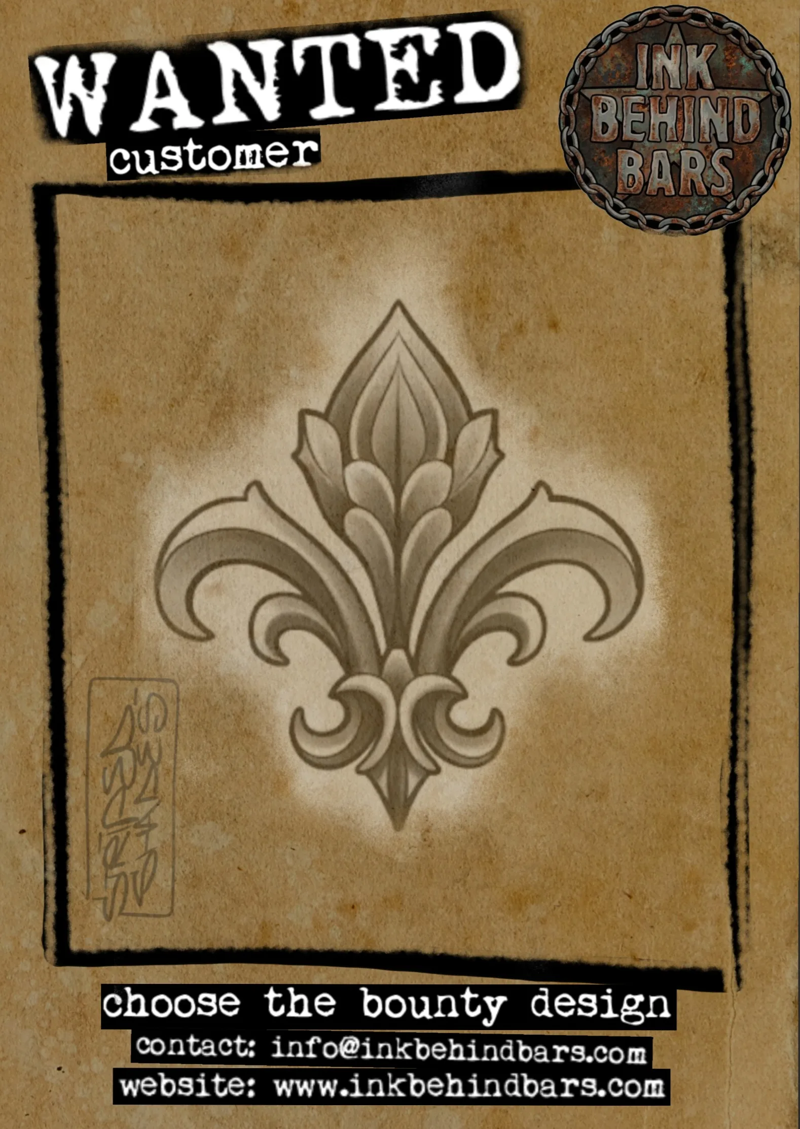 Ornamental Fleur-de-Lis Black and Grey Design, by striped_shades
