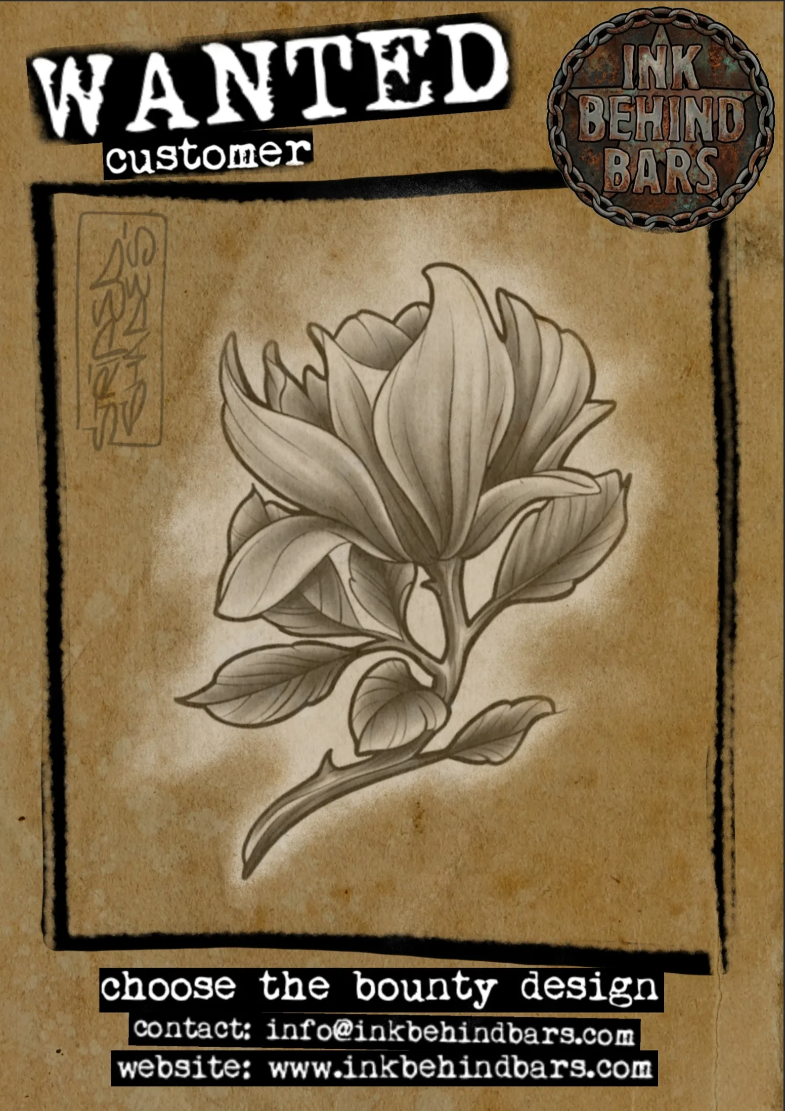 Magnolia Flower in Black and Grey, by striped_shades