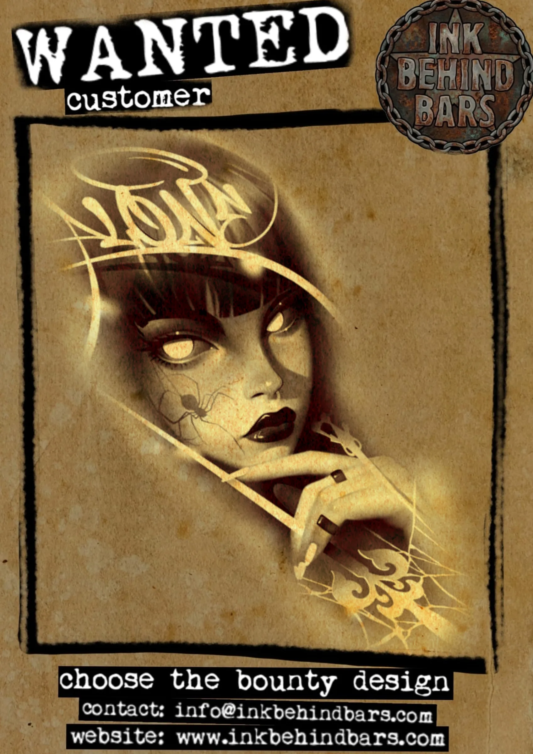 Gothic Woman Portrait with Spider, by lockedindarktattoo