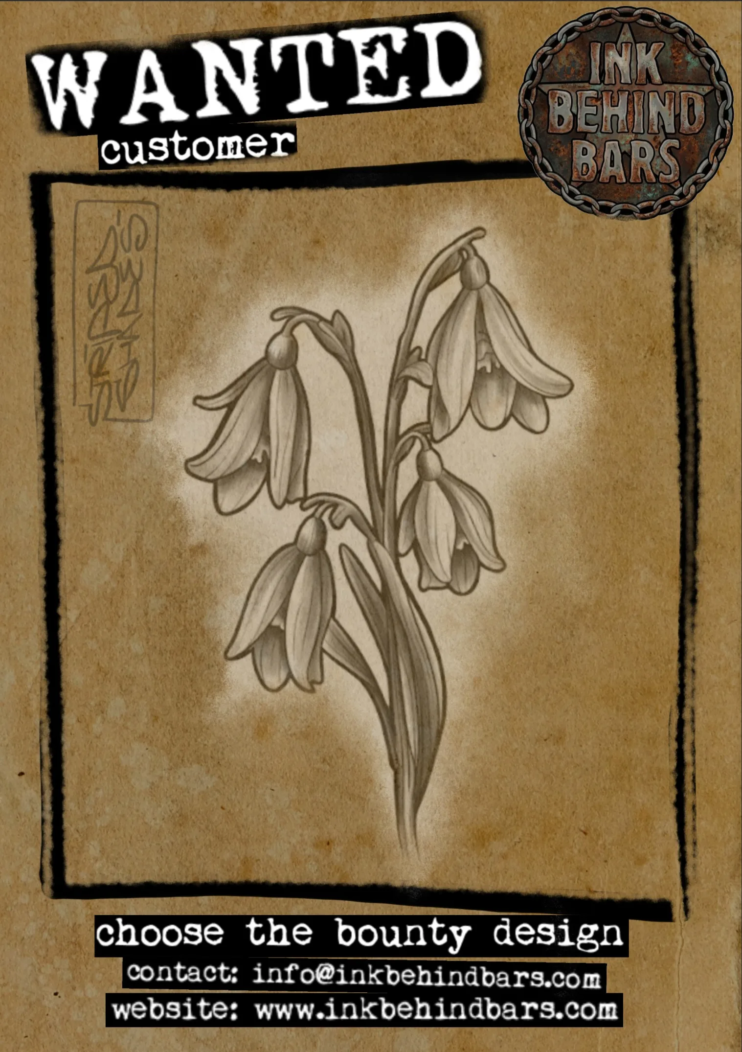 Snowdrop Flower Stem in Black and Grey, by striped_shades