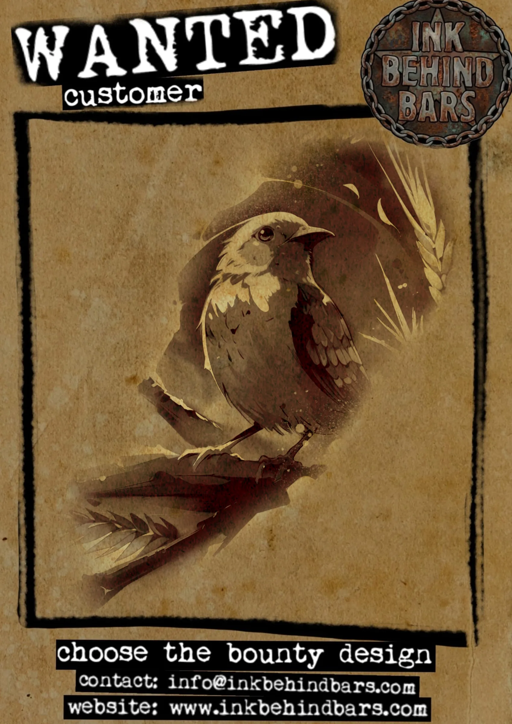Songbird on Branch Realism Tattoo Design, by lockedindarktattoo