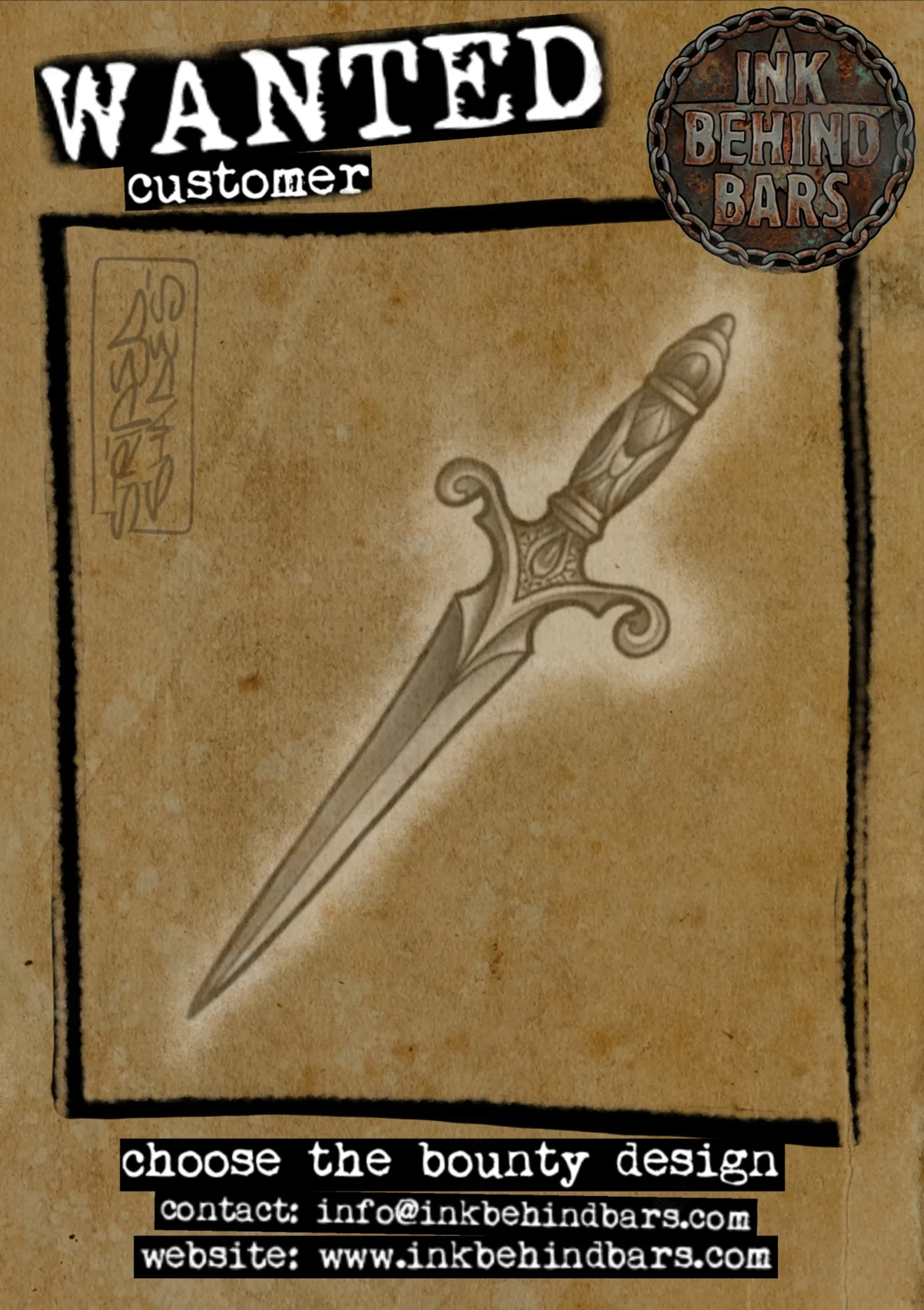 Ornate Dagger Black and Grey Tattoo Design, by striped_shades