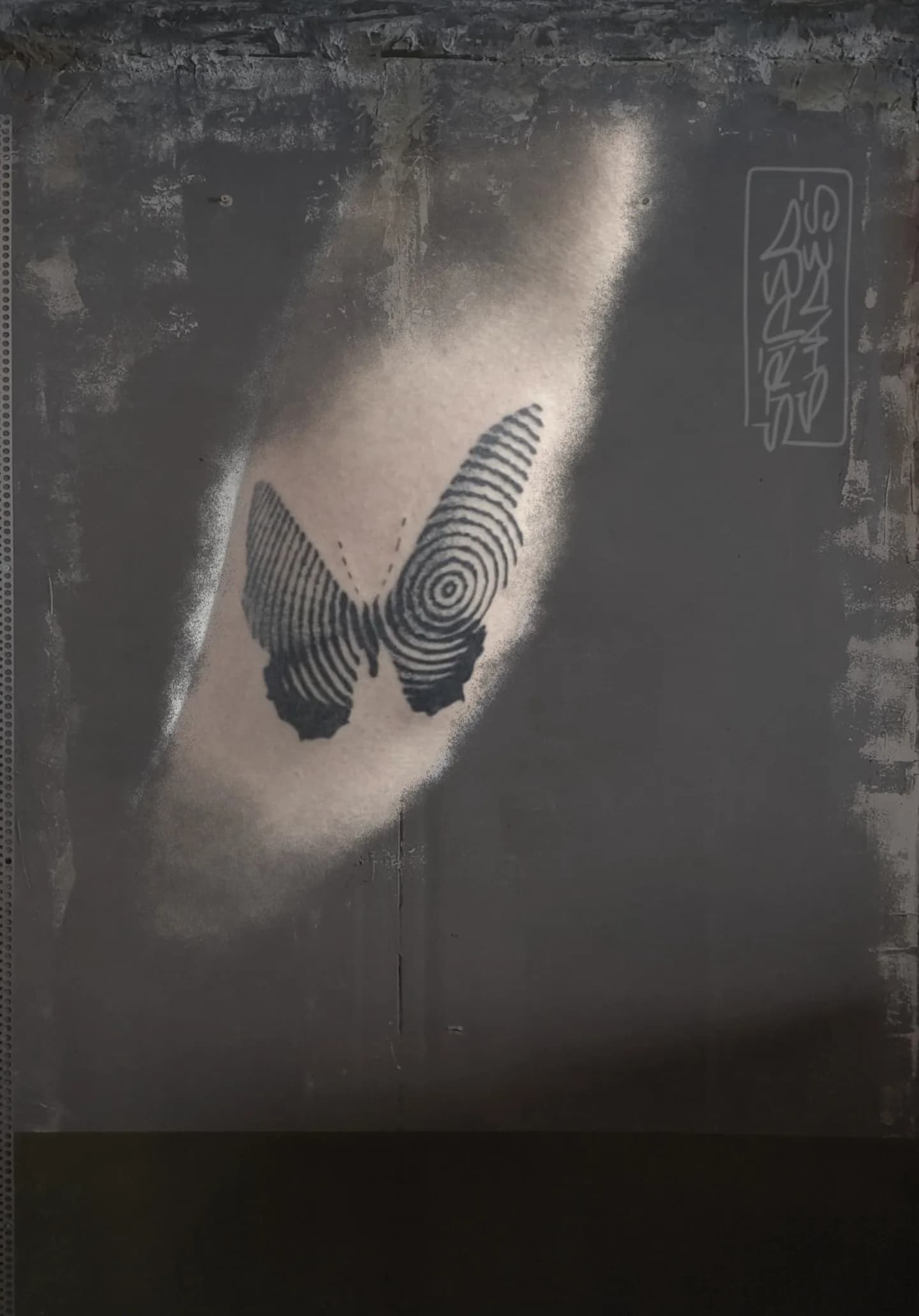Fingerprint Butterfly in Black Linework, by striped_shades