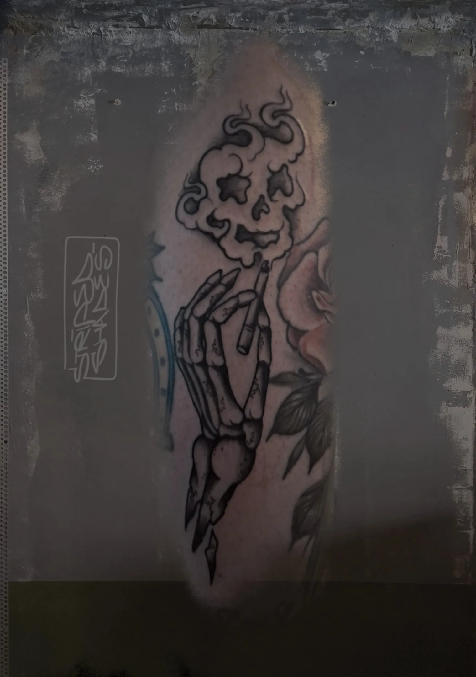 Skeleton Hand Smoking, Skull in the Smoke, by striped_shades