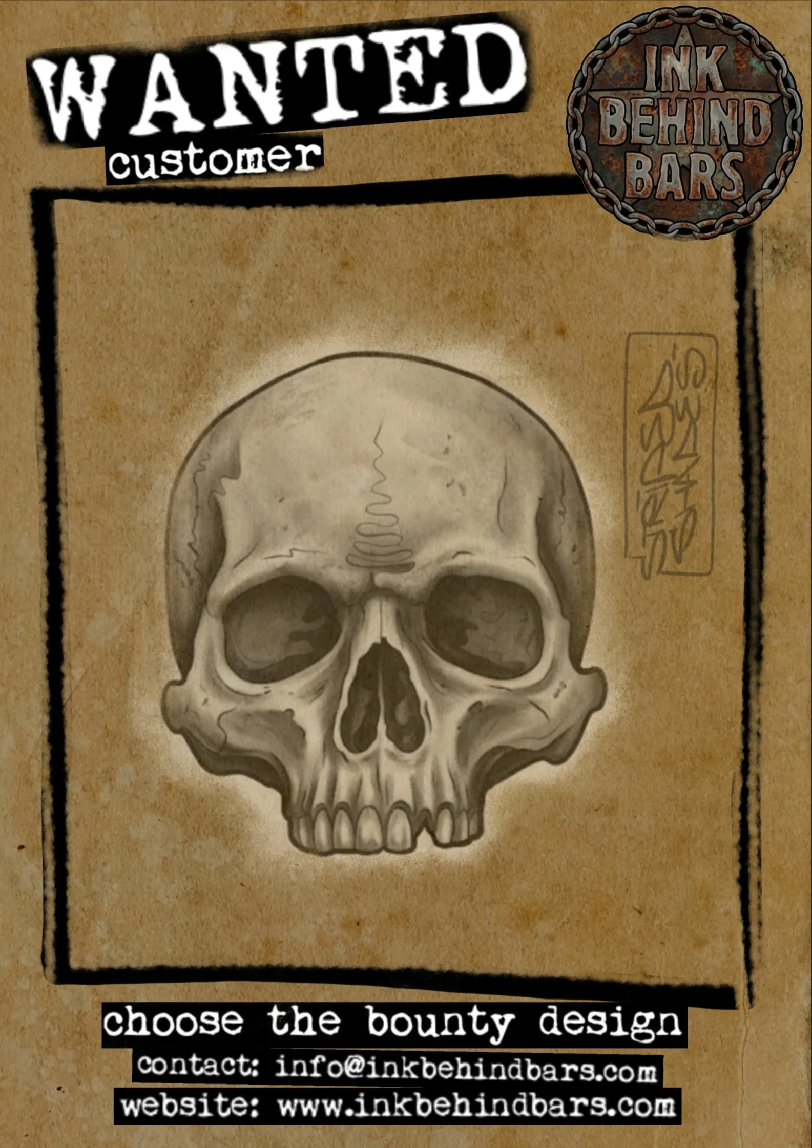 Front-Facing Human Skull in Black and Grey, by striped_shades