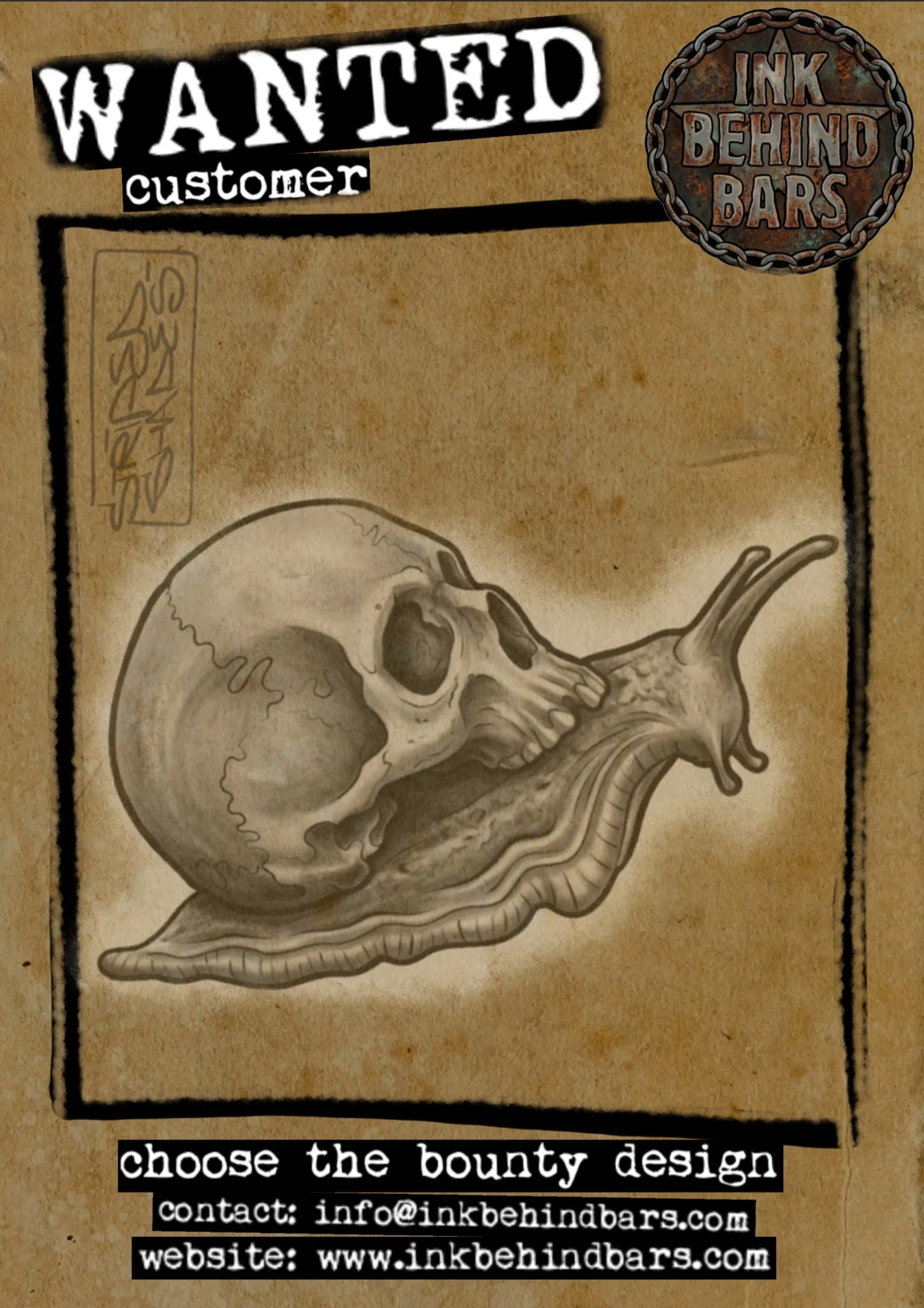 Skull Snail Hybrid Design in Black and Grey, by striped_shades