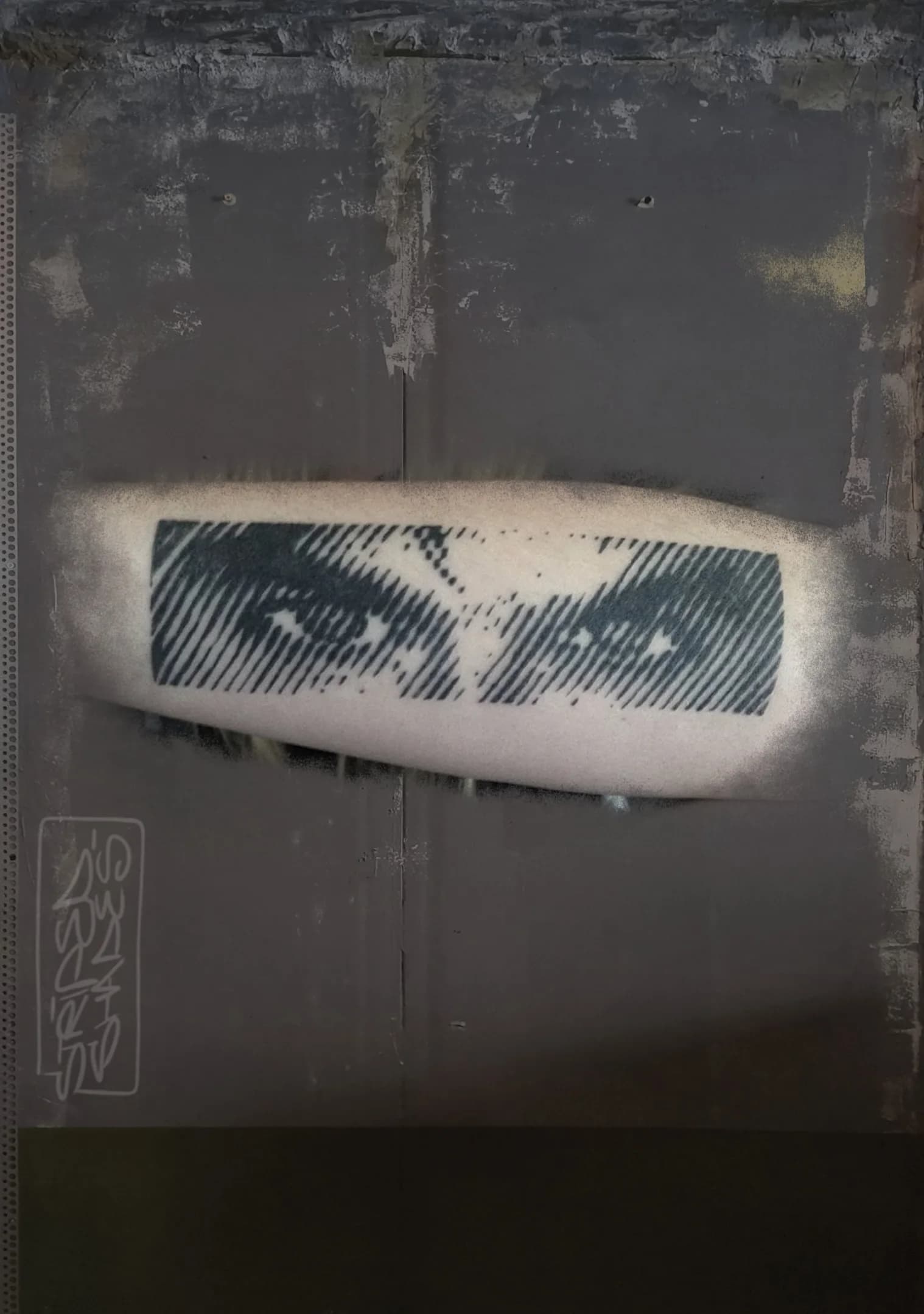 Abstract Hatched Face Panel Tattoo, by striped_shades