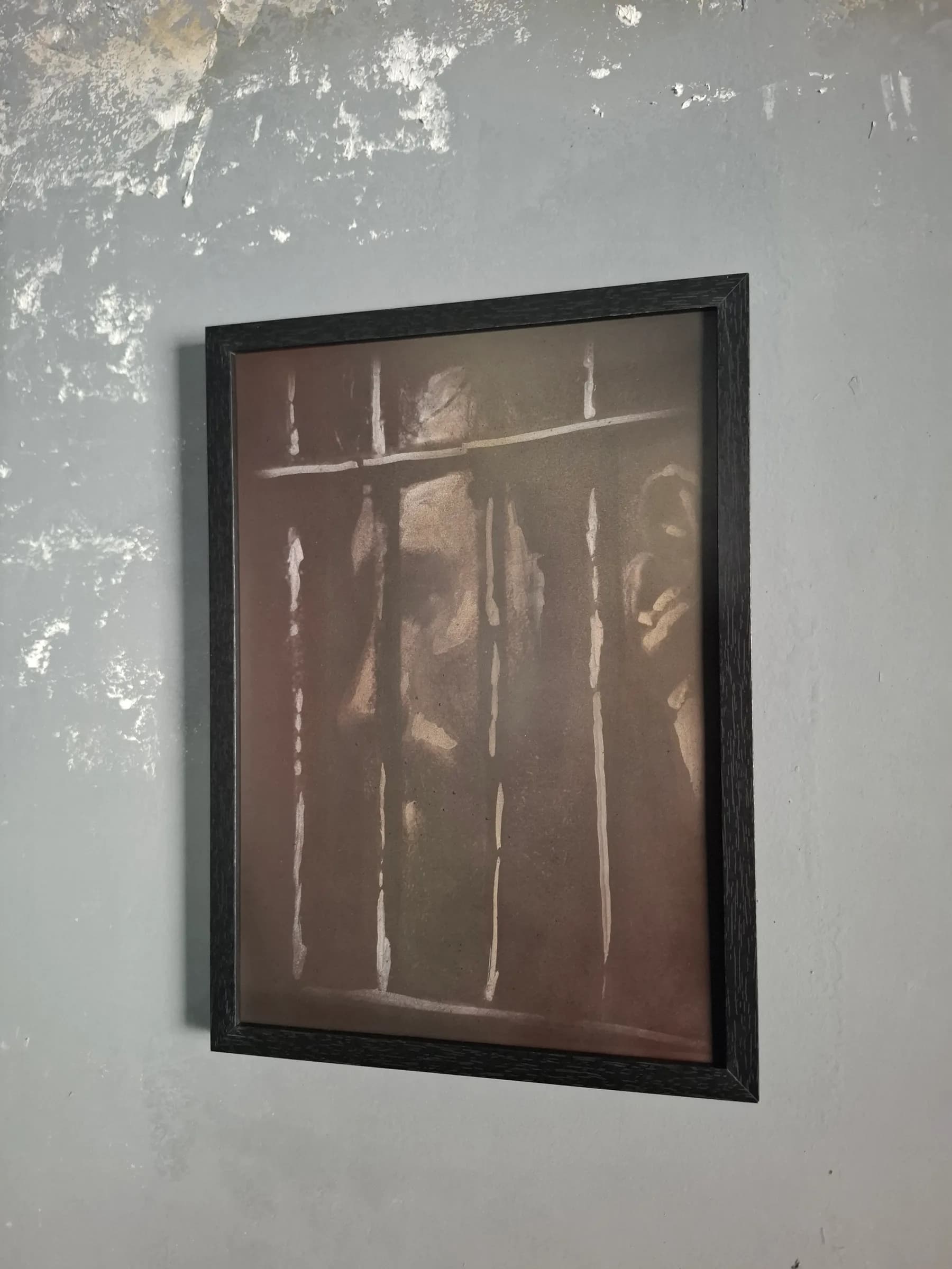 Shrouded Face Behind Bars in Smoky Sepia, by striped_shades