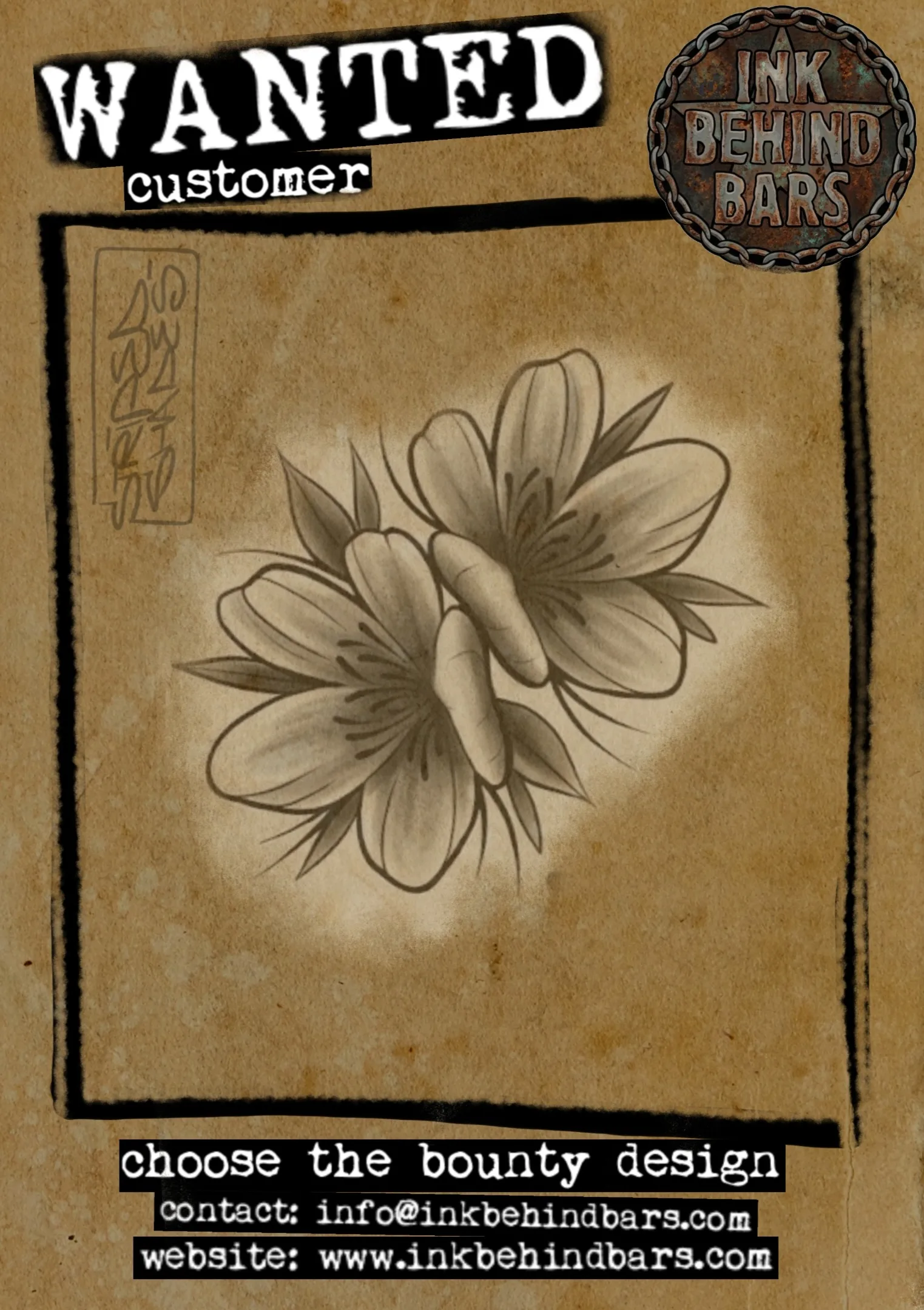Two Lilies Botanical Black and Grey Tattoo Design, by striped_shades