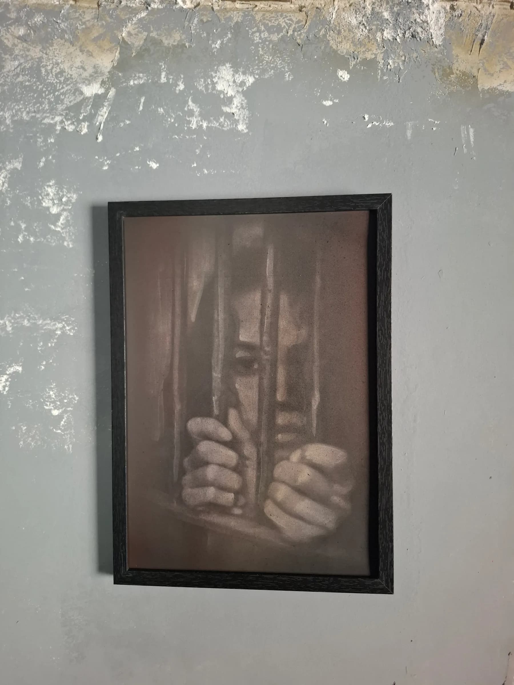 Face Behind Bars in Shadowed Black and Grey, by striped_shades